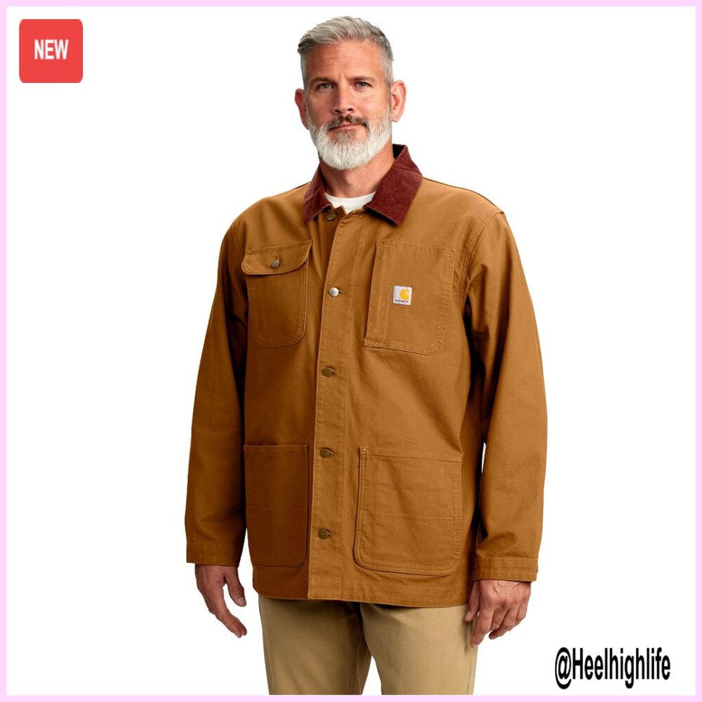 Men's Loose Fit Stretch Duck Chore Coat, Wind-Resistant, Multiple Pockets